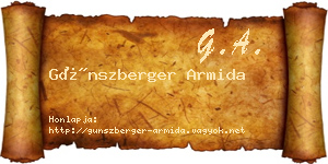 Günszberger Armida névjegykártya